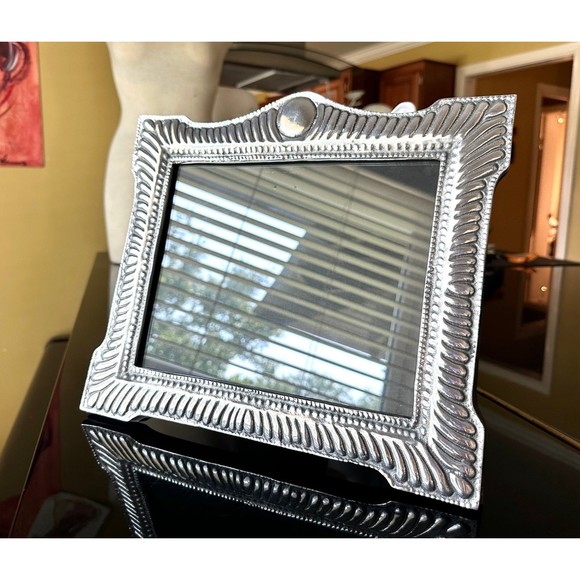 Vtg Large Mexican Artisan Crafted Solid Pewter Frame Mayan Sol Hecho en Mexico - Picture 4 of 11